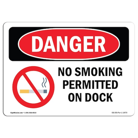 Signmission OSHA Danger Sign, No Smoking Permitted On Dock, 10in X 7in Aluminum, 7" W, 10" L, Landscape OS-DS-A-710-L-1479